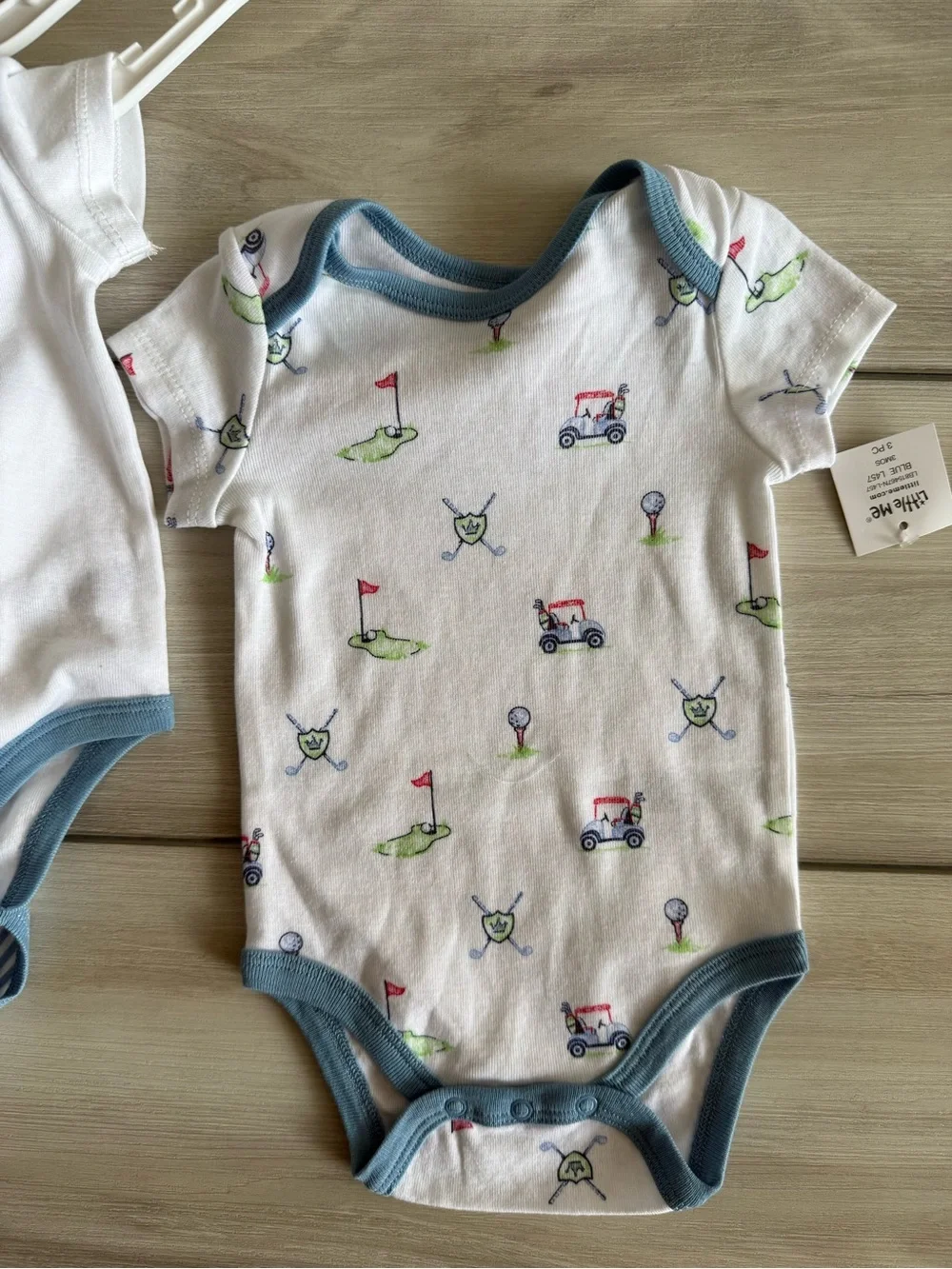 Little Me Golf Club 3-Pack Bodysuits Blue 3 Months NWT